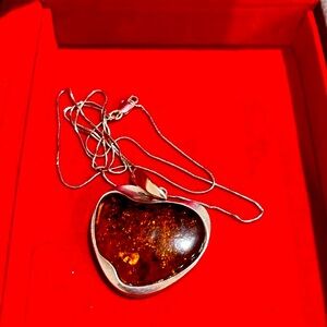 Honey amber sterling silver 925 necklace